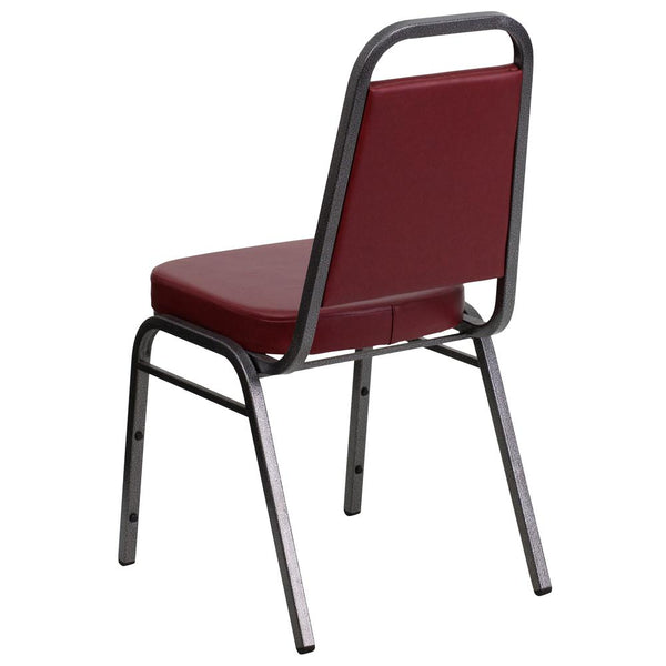 Hercules Series Trapezoidal Back Stacking Banquet Chair In Burgundy Vinyl - Silver Vein Frame By Flash Furniture | Side Chairs | Modishstore - 3