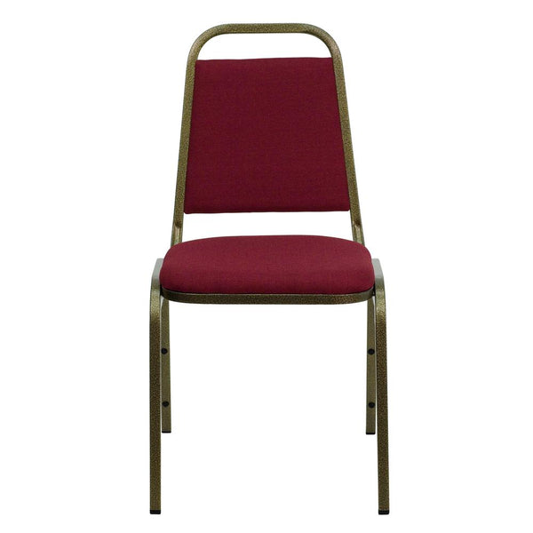 Hercules Series Trapezoidal Back Stacking Banquet Chair In Burgundy Fabric - Gold Vein Frame By Flash Furniture | Side Chairs | Modishstore - 4
