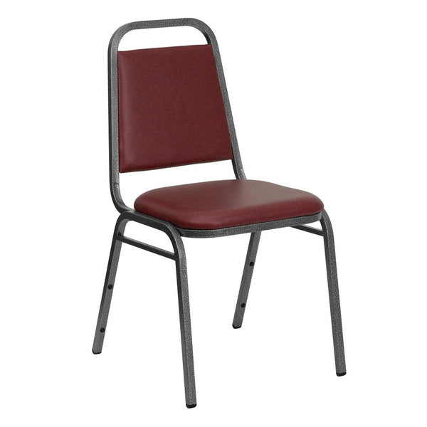 Hercules Series Trapezoidal Back Stacking Banquet Chair In Burgundy Vinyl - Silver Vein Frame By Flash Furniture | Side Chairs | Modishstore