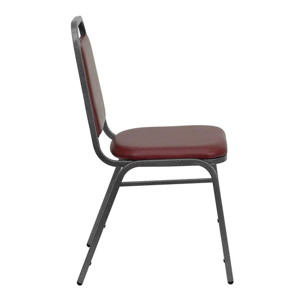 Hercules Series Trapezoidal Back Stacking Banquet Chair In Burgundy Vinyl - Silver Vein Frame By Flash Furniture | Side Chairs | Modishstore - 2
