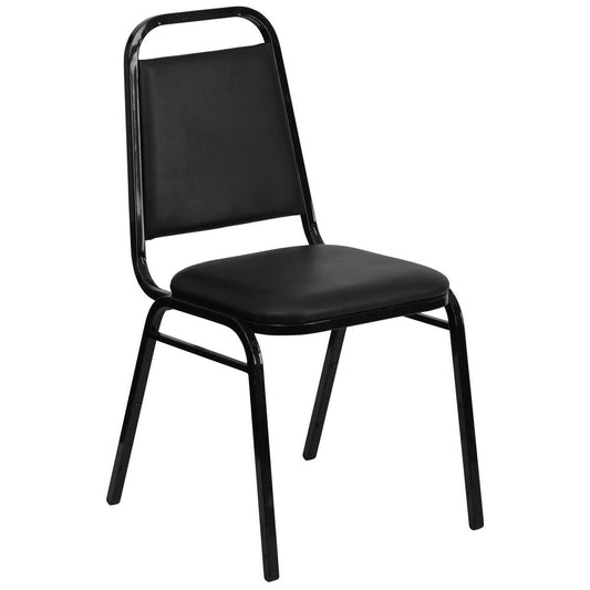 Hercules Series Trapezoidal Back Stacking Banquet Chair In Black Vinyl - Black Frame By Flash Furniture | Side Chairs | Modishstore