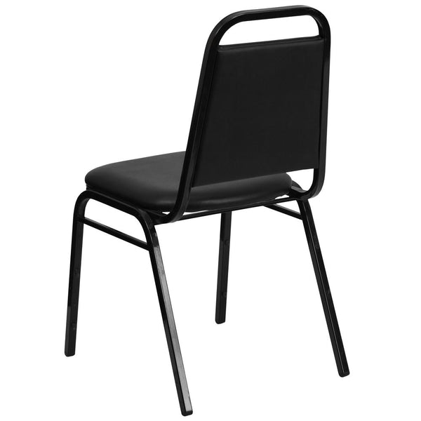 Hercules Series Trapezoidal Back Stacking Banquet Chair In Black Vinyl - Black Frame By Flash Furniture | Side Chairs | Modishstore - 3
