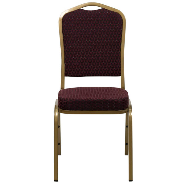 Hercules Series Crown Back Stacking Banquet Chair In Burgundy Patterned Fabric - Gold Frame By Flash Furniture | Side Chairs | Modishstore - 4