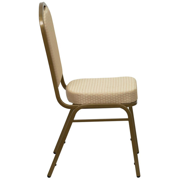 Hercules Series Crown Back Stacking Banquet Chair In Beige Patterned Fabric - Gold Frame By Flash Furniture | Side Chairs | Modishstore - 2