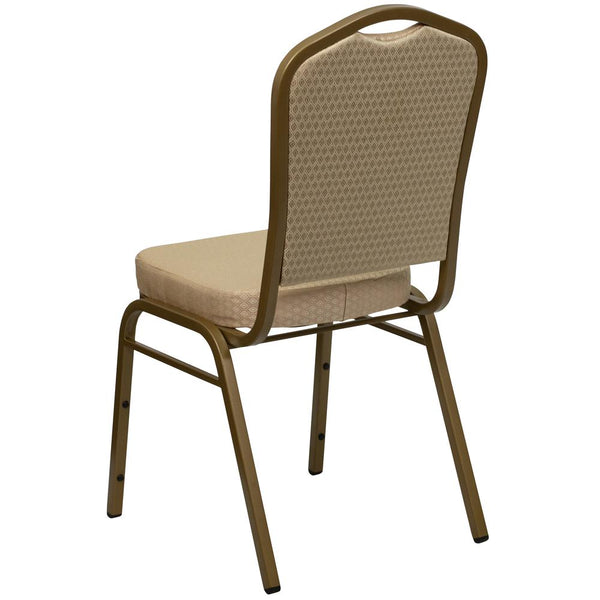 Hercules Series Crown Back Stacking Banquet Chair In Beige Patterned Fabric - Gold Frame By Flash Furniture | Side Chairs | Modishstore - 3