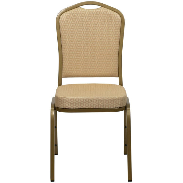 Hercules Series Crown Back Stacking Banquet Chair In Beige Patterned Fabric - Gold Frame By Flash Furniture | Side Chairs | Modishstore - 4