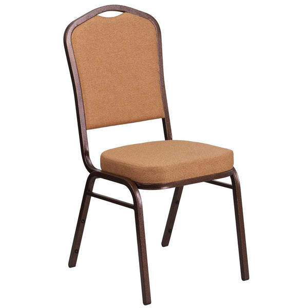 Hercules Series Crown Back Stacking Banquet Chair In Light Brown Fabric - Copper Vein Frame By Flash Furniture | Side Chairs | Modishstore