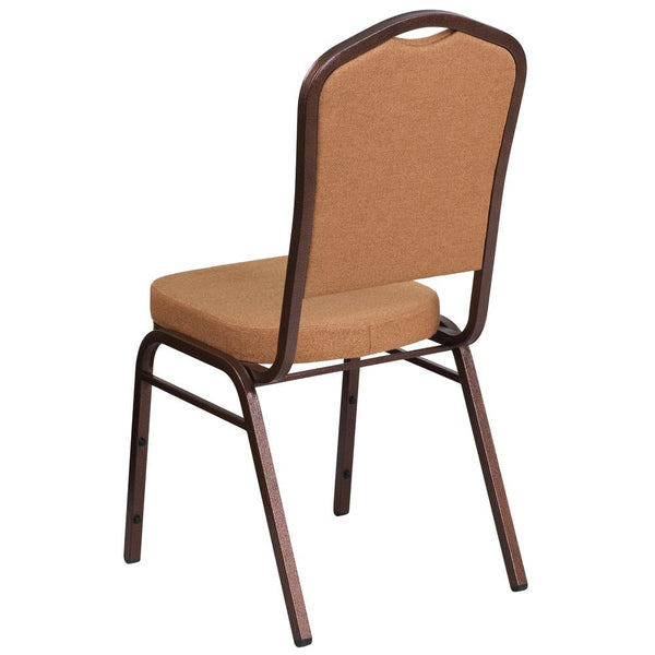 Hercules Series Crown Back Stacking Banquet Chair In Light Brown Fabric - Copper Vein Frame By Flash Furniture | Side Chairs | Modishstore - 3