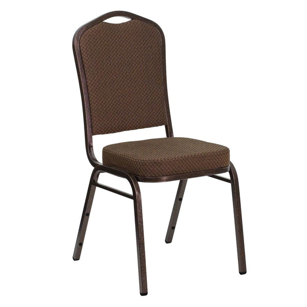 Hercules Series Crown Back Stacking Banquet Chair In Brown Patterned Fabric - Copper Vein Frame By Flash Furniture | Side Chairs | Modishstore