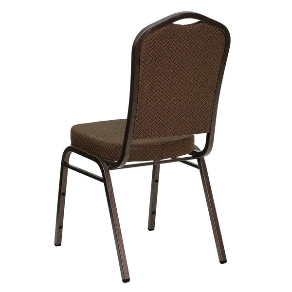 Hercules Series Crown Back Stacking Banquet Chair In Brown Patterned Fabric - Copper Vein Frame By Flash Furniture | Side Chairs | Modishstore - 3