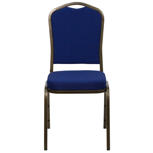 Hercules Series Crown Back Stacking Banquet Chair In Navy Blue Patterned Fabric - Gold Vein Frame By Flash Furniture | Side Chairs | Modishstore - 4