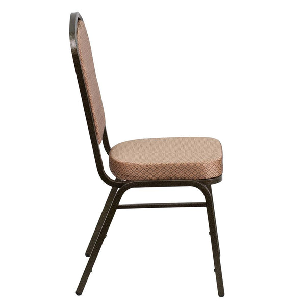 Hercules Series Crown Back Stacking Banquet Chair In Gold Diamond Patterned Fabric - Gold Vein Frame By Flash Furniture | Side Chairs | Modishstore - 2