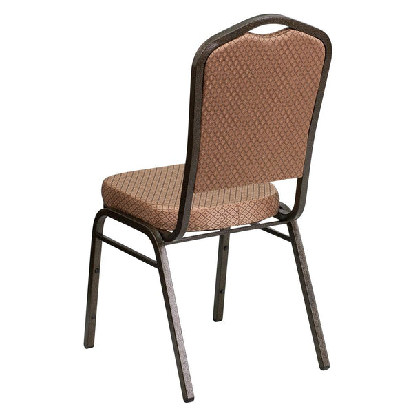 Hercules Series Crown Back Stacking Banquet Chair In Gold Diamond Patterned Fabric - Gold Vein Frame By Flash Furniture | Side Chairs | Modishstore - 3