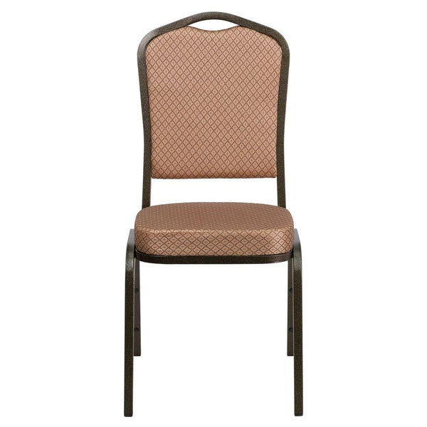 Hercules Series Crown Back Stacking Banquet Chair In Gold Diamond Patterned Fabric - Gold Vein Frame By Flash Furniture | Side Chairs | Modishstore - 4