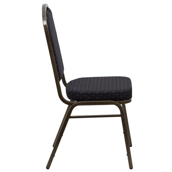 Hercules Series Crown Back Stacking Banquet Chair In Black Patterned Fabric - Gold Vein Frame By Flash Furniture | Side Chairs | Modishstore - 2