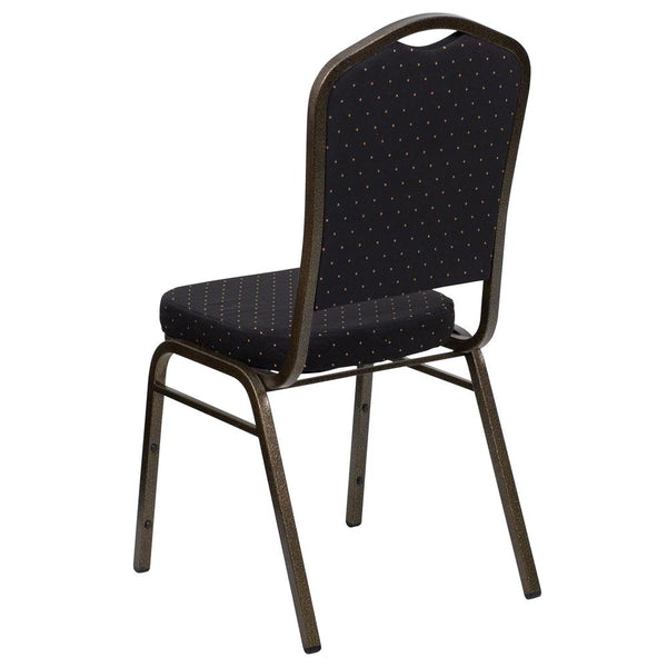 Hercules Series Crown Back Stacking Banquet Chair In Black Patterned Fabric - Gold Vein Frame By Flash Furniture | Side Chairs | Modishstore - 3