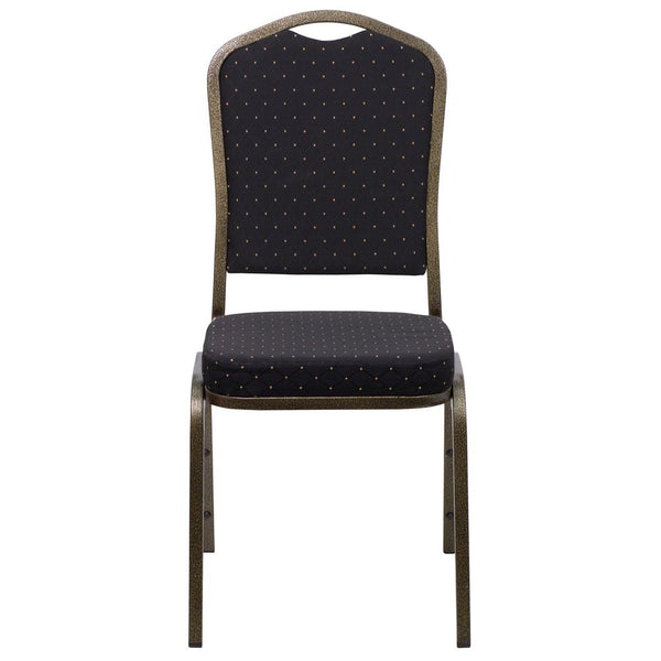 Hercules Series Crown Back Stacking Banquet Chair In Black Patterned Fabric - Gold Vein Frame By Flash Furniture | Side Chairs | Modishstore - 4