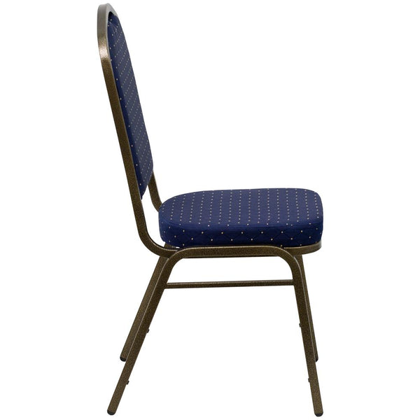 Hercules Series Crown Back Stacking Banquet Chair In Navy Blue Dot Patterned Fabric - Gold Vein Frame By Flash Furniture | Side Chairs | Modishstore - 2