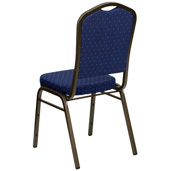 Hercules Series Crown Back Stacking Banquet Chair In Navy Blue Dot Patterned Fabric - Gold Vein Frame By Flash Furniture | Side Chairs | Modishstore - 3