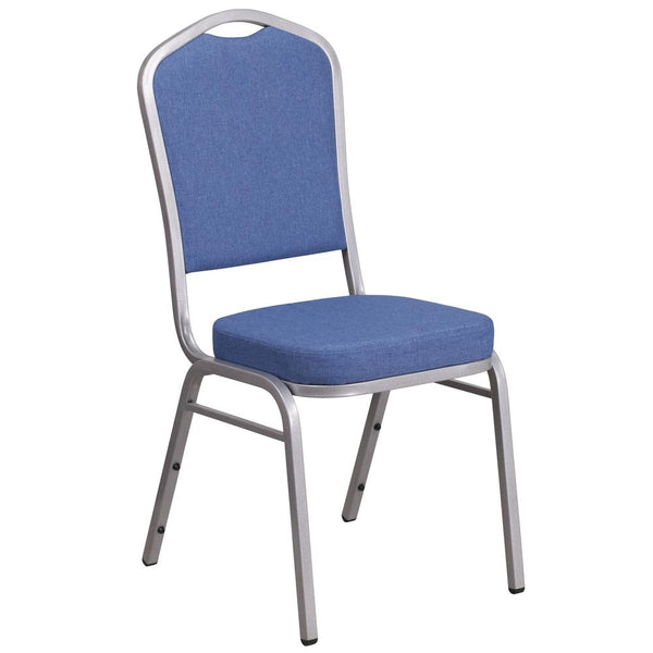 Hercules Series Crown Back Stacking Banquet Chair In Blue Fabric - Silver Frame By Flash Furniture | Side Chairs | Modishstore