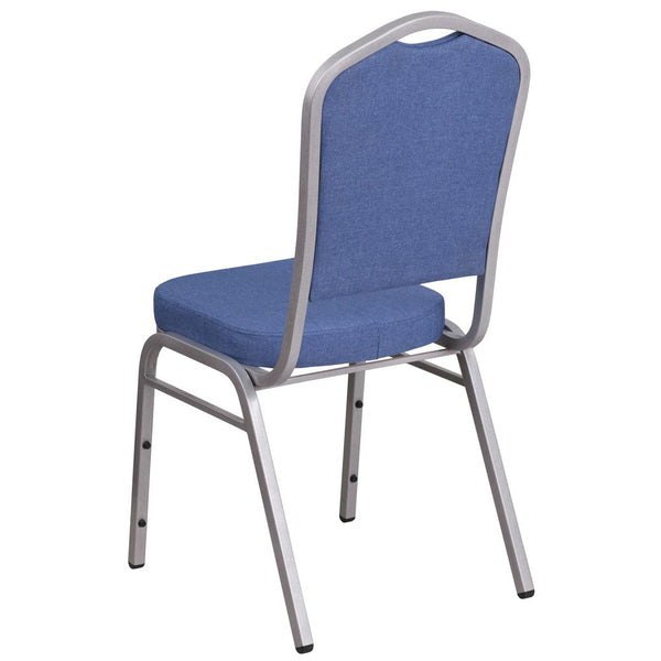 Hercules Series Crown Back Stacking Banquet Chair In Blue Fabric - Silver Frame By Flash Furniture | Side Chairs | Modishstore - 3