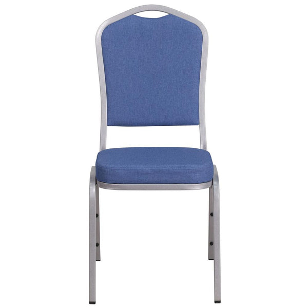 Hercules Series Crown Back Stacking Banquet Chair In Blue Fabric - Silver Frame By Flash Furniture | Side Chairs | Modishstore - 4