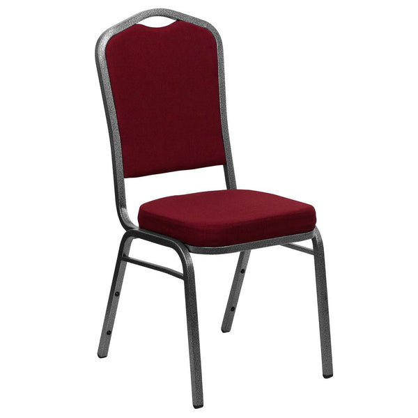 Hercules Series Crown Back Stacking Banquet Chair In Burgundy Fabric - Silver Vein Frame By Flash Furniture | Side Chairs | Modishstore