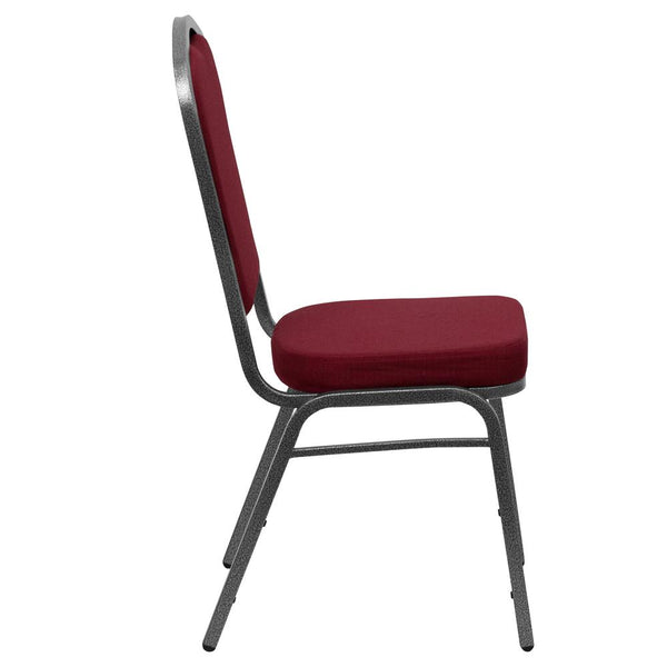 Hercules Series Crown Back Stacking Banquet Chair In Burgundy Fabric - Silver Vein Frame By Flash Furniture | Side Chairs | Modishstore - 2