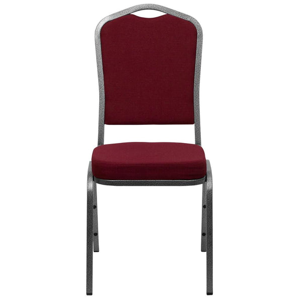 Hercules Series Crown Back Stacking Banquet Chair In Burgundy Fabric - Silver Vein Frame By Flash Furniture | Side Chairs | Modishstore - 4