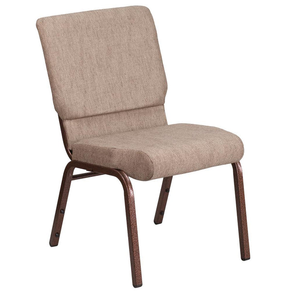 Hercules Series 18.5''W Stacking Church Chair In Beige Fabric - Copper Vein Frame By Flash Furniture | Side Chairs | Modishstore