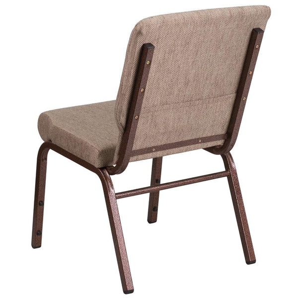 Hercules Series 18.5''W Stacking Church Chair In Beige Fabric - Copper Vein Frame By Flash Furniture | Side Chairs | Modishstore - 3