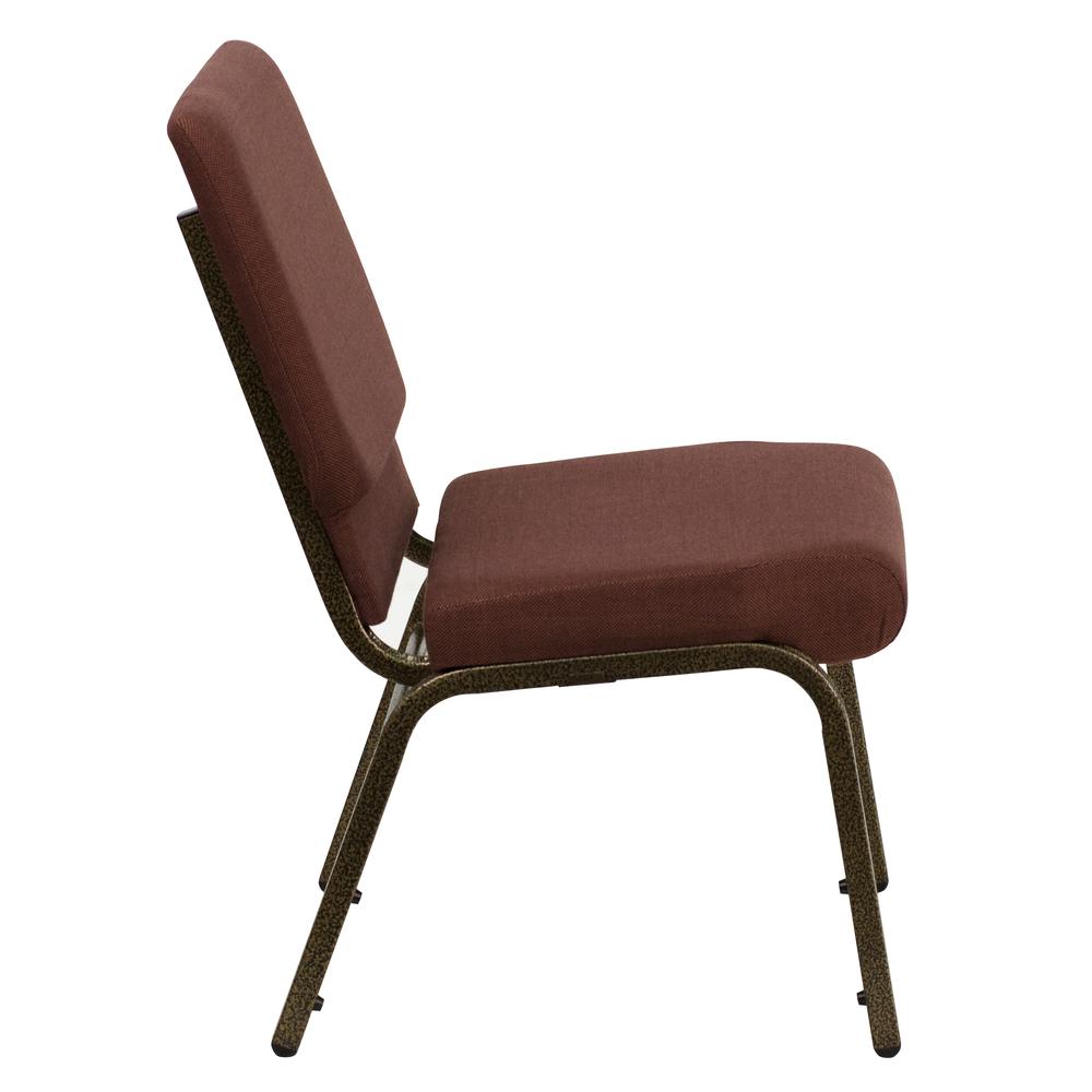 Hercules Series 18.5''W Stacking Church Chair In Brown Fabric - Gold Vein Frame By Flash Furniture | Side Chairs | Modishstore - 2