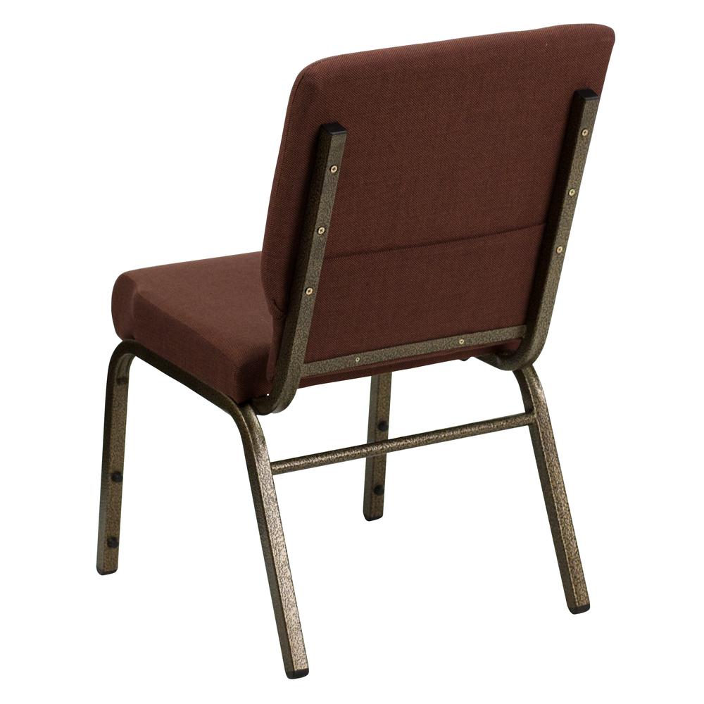 Hercules Series 18.5''W Stacking Church Chair In Brown Fabric - Gold Vein Frame By Flash Furniture | Side Chairs | Modishstore - 3