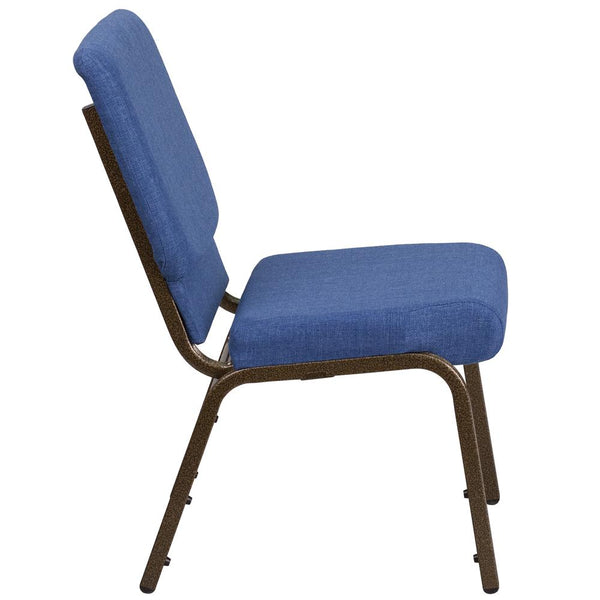 Hercules Series 18.5''W Stacking Church Chair In Blue Fabric - Gold Vein Frame By Flash Furniture | Side Chairs | Modishstore - 2