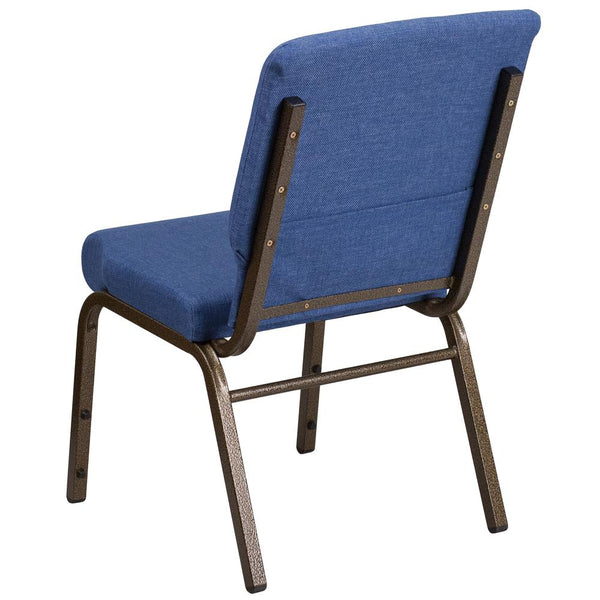 Hercules Series 18.5''W Stacking Church Chair In Blue Fabric - Gold Vein Frame By Flash Furniture | Side Chairs | Modishstore - 3