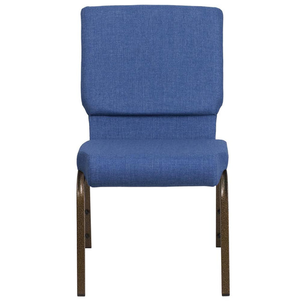 Hercules Series 18.5''W Stacking Church Chair In Blue Fabric - Gold Vein Frame By Flash Furniture | Side Chairs | Modishstore - 4