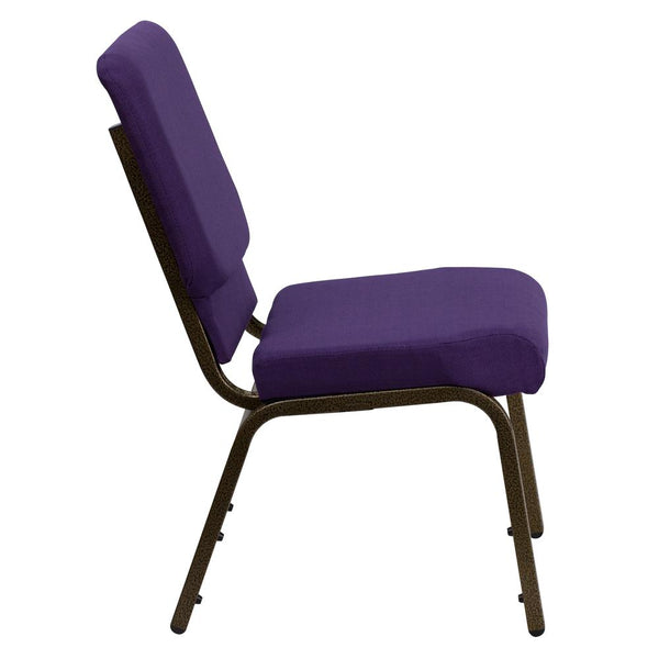 Hercules Series 18.5''W Stacking Church Chair In Royal Purple Fabric - Gold Vein Frame By Flash Furniture | Side Chairs | Modishstore - 2