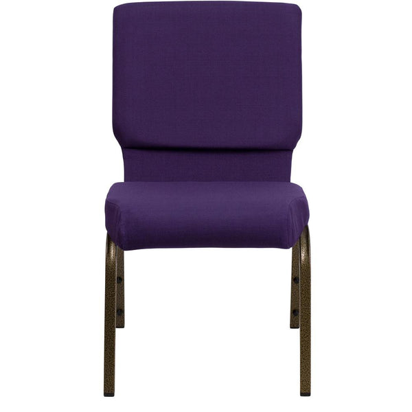 Hercules Series 18.5''W Stacking Church Chair In Royal Purple Fabric - Gold Vein Frame By Flash Furniture | Side Chairs | Modishstore - 4