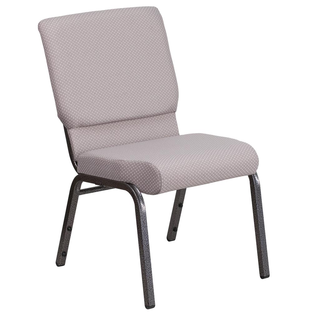 Hercules Series 18.5''W Stacking Church Chair In Gray Dot Fabric - Silver Vein Frame By Flash Furniture | Side Chairs | Modishstore