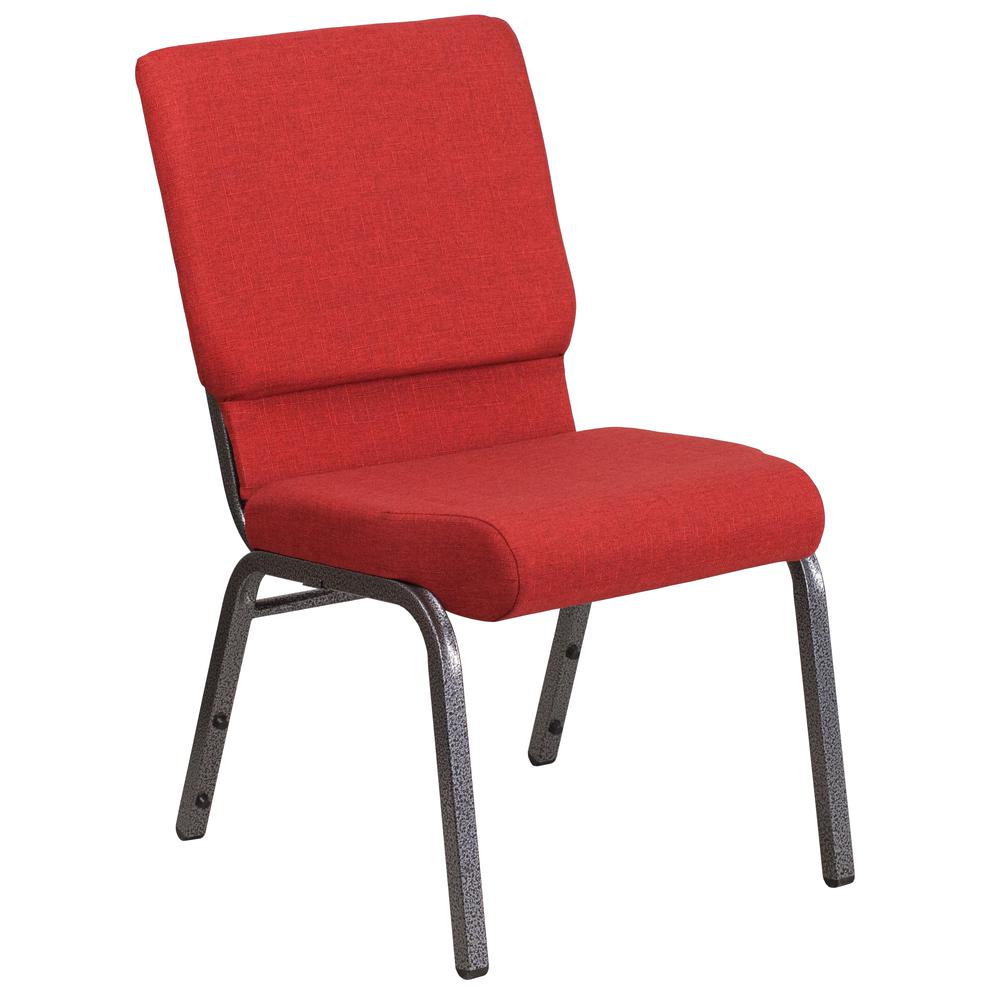 Hercules Series 18.5''W Stacking Church Chair In Red Fabric - Silver Vein Frame By Flash Furniture | Side Chairs | Modishstore