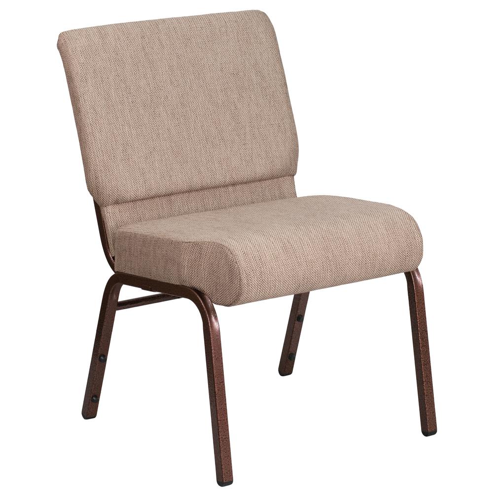 Hercules Series 21''W Stacking Church Chair In Beige Fabric - Copper Vein Frame By Flash Furniture | Side Chairs | Modishstore