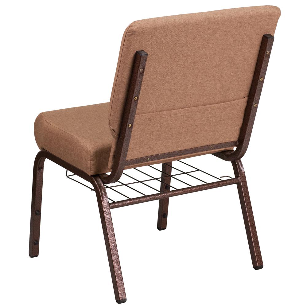 Hercules Series 21''W Church Chair In Caramel Fabric With Cup Book Rack - Copper Vein Frame By Flash Furniture | Side Chairs | Modishstore - 3
