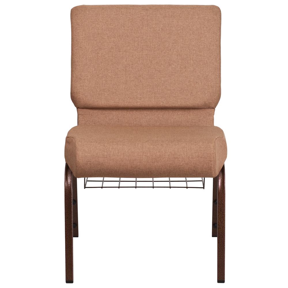 Hercules Series 21''W Church Chair In Caramel Fabric With Cup Book Rack - Copper Vein Frame By Flash Furniture | Side Chairs | Modishstore - 4