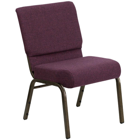 Hercules Series 21''W Stacking Church Chair In Plum Fabric - Gold Vein Frame By Flash Furniture | Side Chairs | Modishstore
