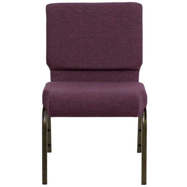 Hercules Series 21''W Stacking Church Chair In Plum Fabric - Gold Vein Frame By Flash Furniture | Side Chairs | Modishstore - 4