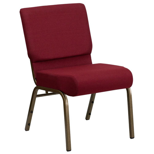 Hercules Series 21''W Stacking Church Chair In Burgundy Fabric - Gold Vein Frame By Flash Furniture | Side Chairs | Modishstore