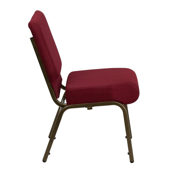 Hercules Series 21''W Stacking Church Chair In Burgundy Fabric - Gold Vein Frame By Flash Furniture | Side Chairs | Modishstore - 2