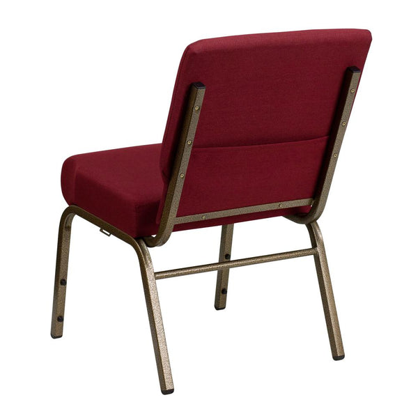 Hercules Series 21''W Stacking Church Chair In Burgundy Fabric - Gold Vein Frame By Flash Furniture | Side Chairs | Modishstore - 3