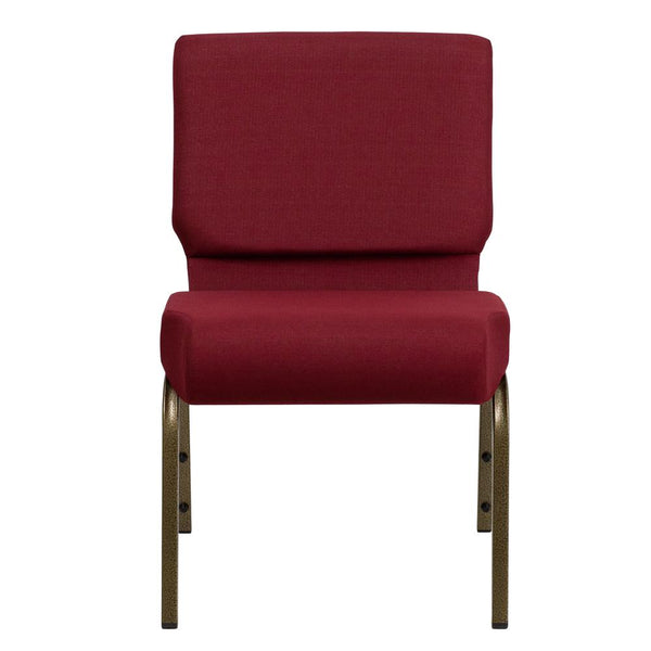 Hercules Series 21''W Stacking Church Chair In Burgundy Fabric - Gold Vein Frame By Flash Furniture | Side Chairs | Modishstore - 4