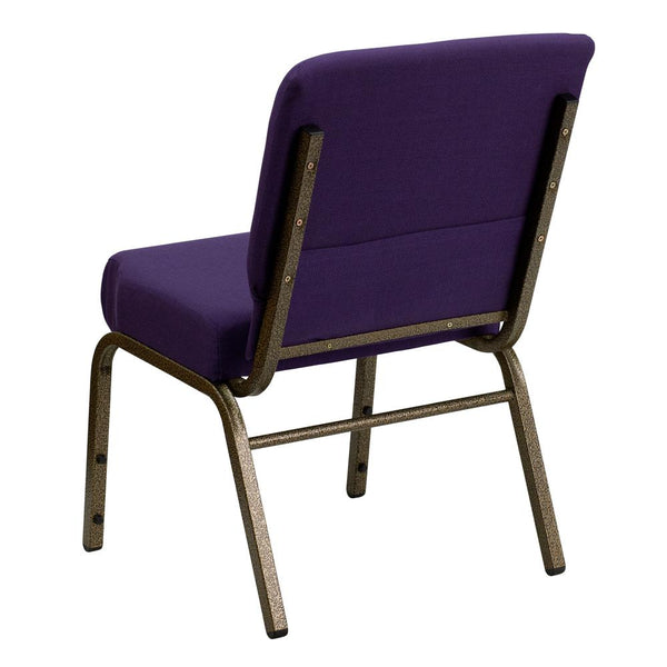 Hercules Series 21''W Stacking Church Chair In Royal Purple Fabric - Gold Vein Frame By Flash Furniture | Side Chairs | Modishstore - 3